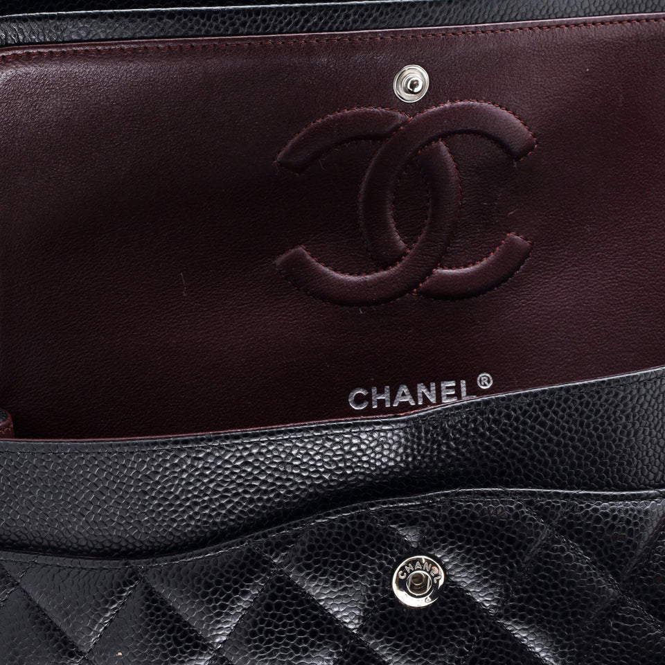 Classic Double Flap Bag Quilted Caviar Medium