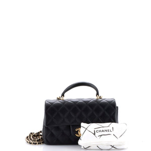 Classic Single Flap Top Handle Bag Quilted Lambskin Mini