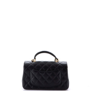 Classic Single Flap Top Handle Bag Quilted Lambskin Mini