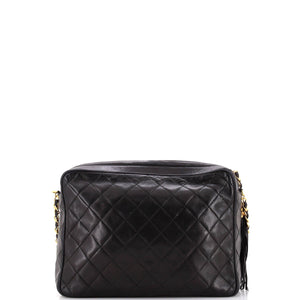 Vintage Camera Tassel Bag Quilted Leather Large