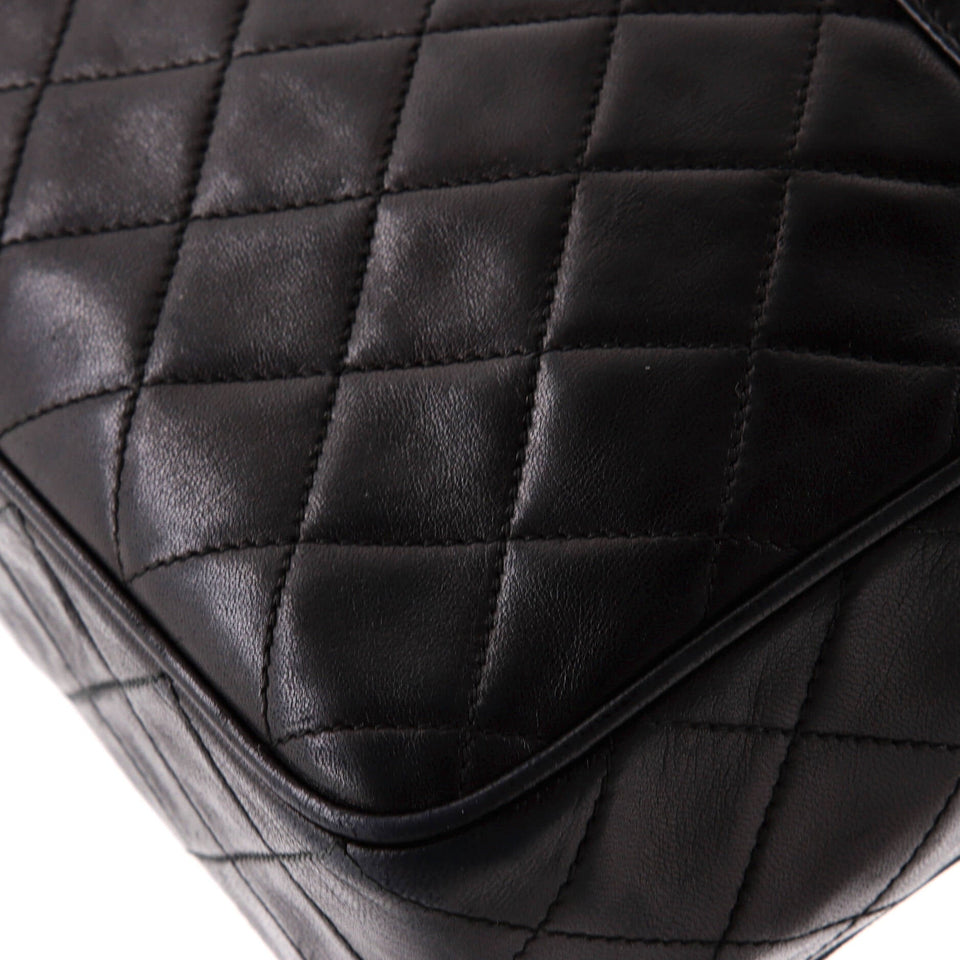 Vintage Camera Tassel Bag Quilted Leather Large