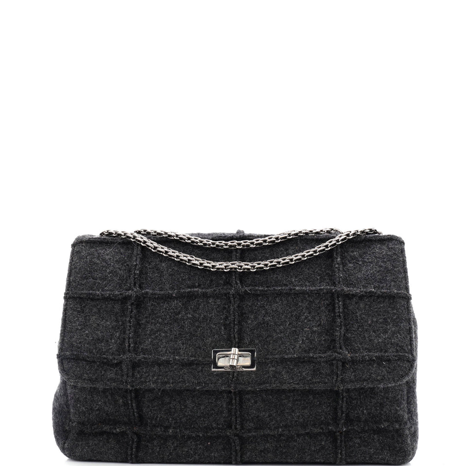 Chocolate Bar Mademoiselle Flap Bag Quilted Wool Jumbo