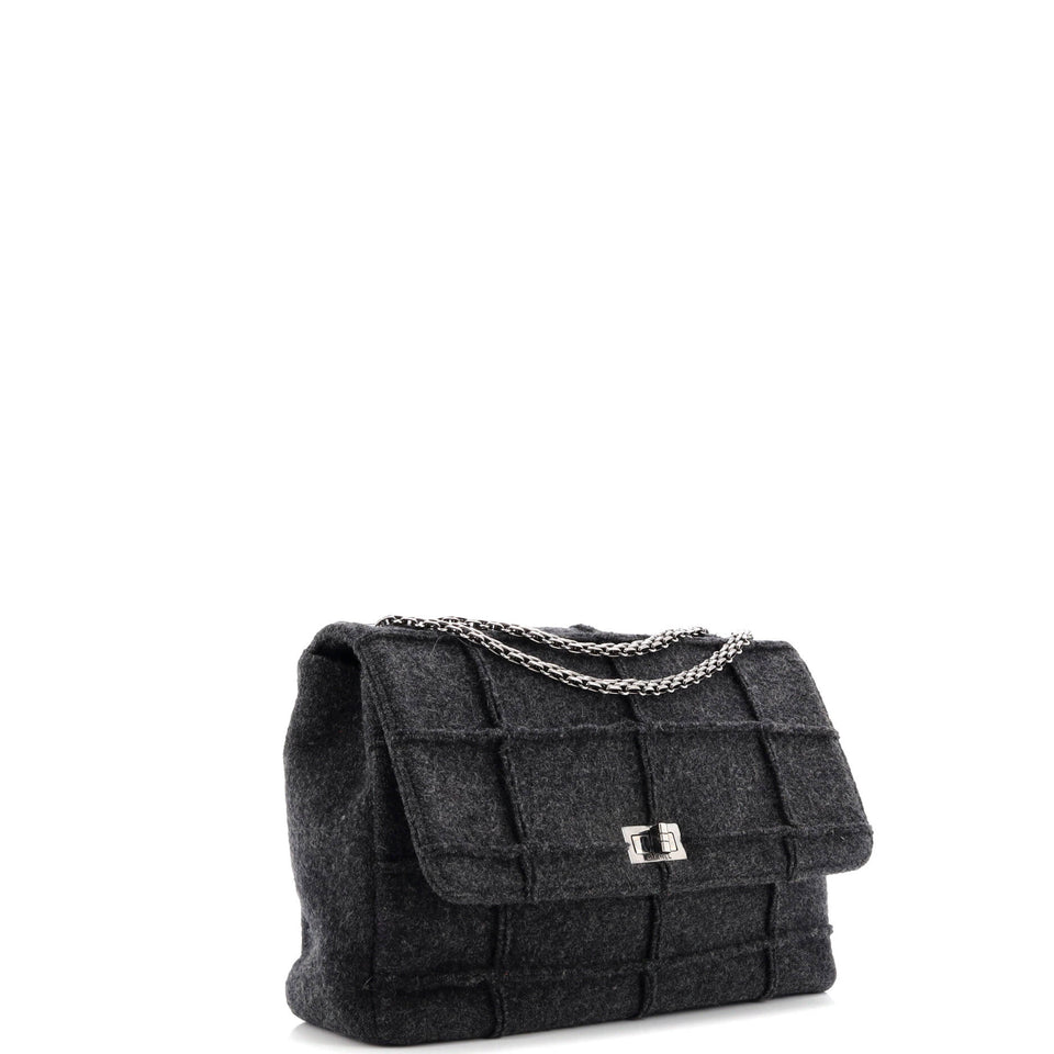 Chocolate Bar Mademoiselle Flap Bag Quilted Wool Jumbo