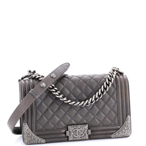 Paris-Dallas Boy Flap Bag Quilted Calfskin with Metal Adornments Old Medium