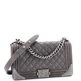 Paris-Dallas Boy Flap Bag Quilted Calfskin with Metal Adornments Old Medium