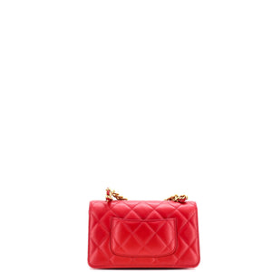 CC Compartment Chain Top Handle Bag Quilted Lambskin Mini