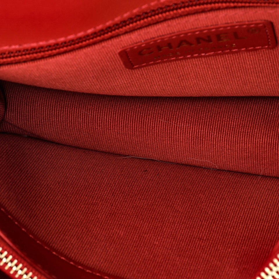 CC Compartment Chain Top Handle Bag Quilted Lambskin Mini