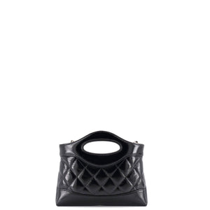 31 Shopping Bag Clutch with Chain Quilted Shiny Crumpled Calfskin Small