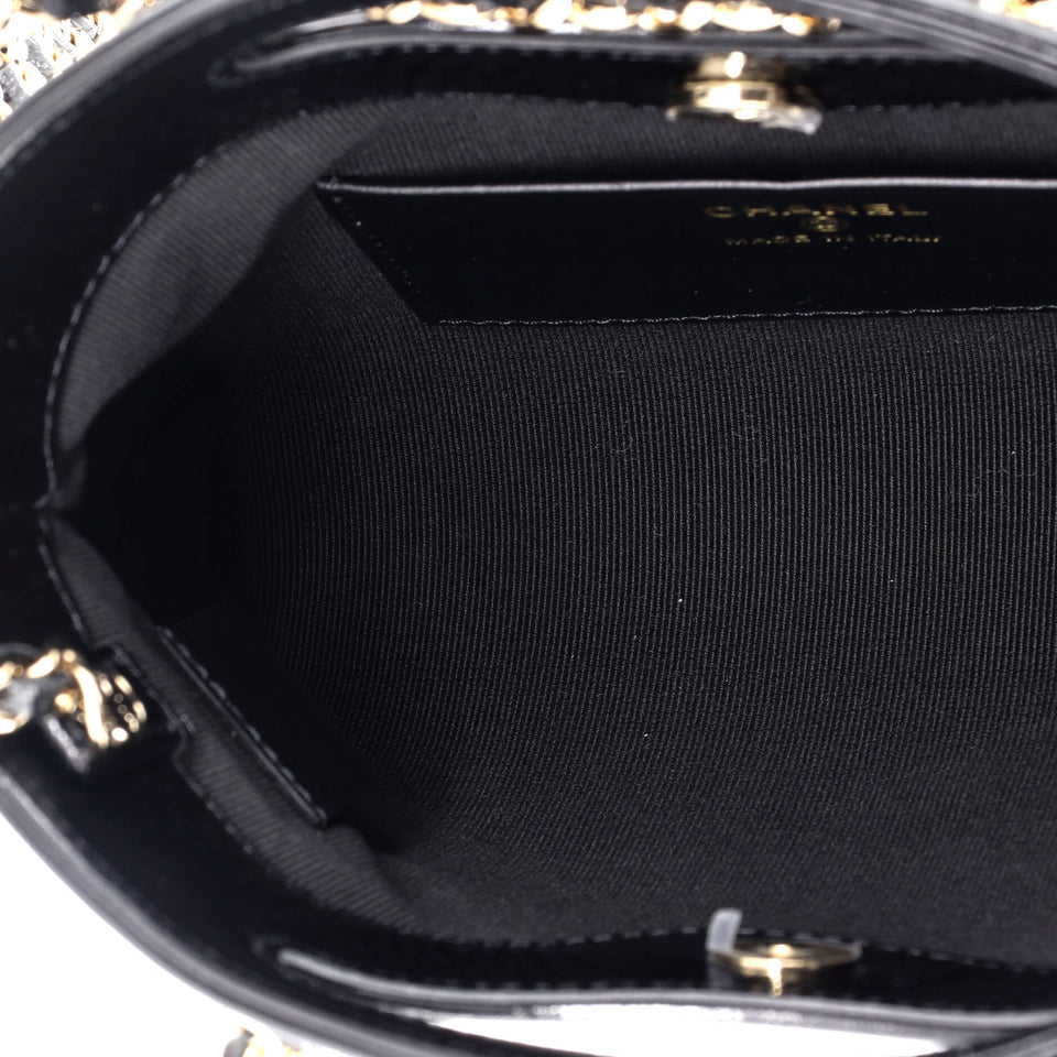 31 Shopping Bag Clutch with Chain Quilted Shiny Crumpled Calfskin Small