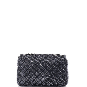 Classic Single Flap Bag Quilted Satin and Sequins Medium