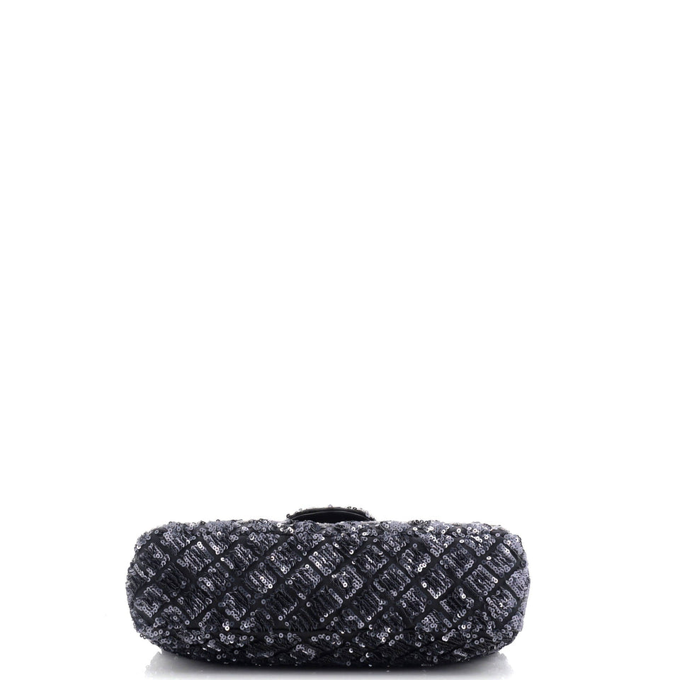 Classic Single Flap Bag Quilted Satin and Sequins Medium