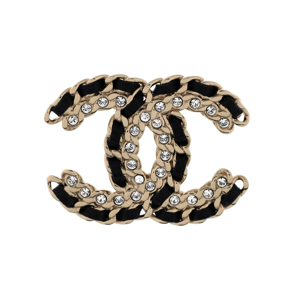 Vintage Allure Chain CC Brooch Metal with Lambskin and Crystal