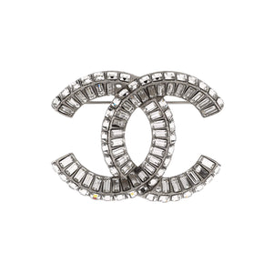 Baguette CC Brooch Metal with Crystals
