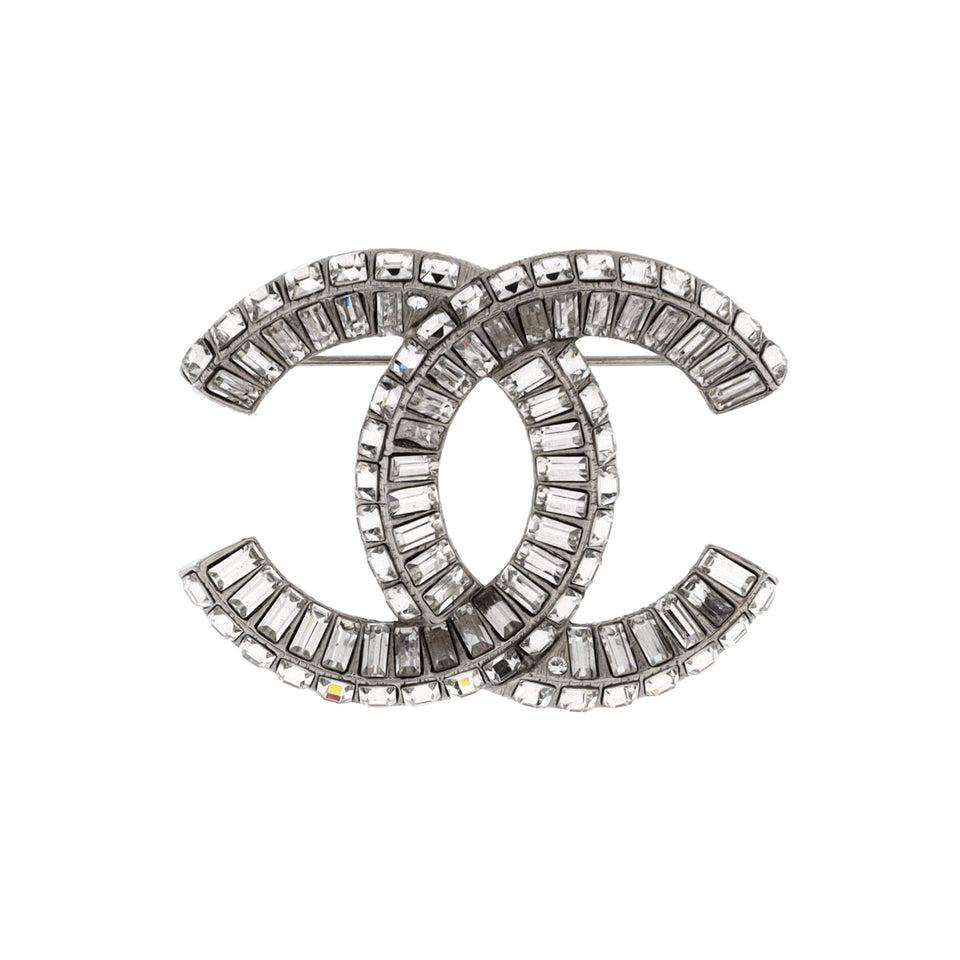 Baguette CC Brooch Metal with Crystals