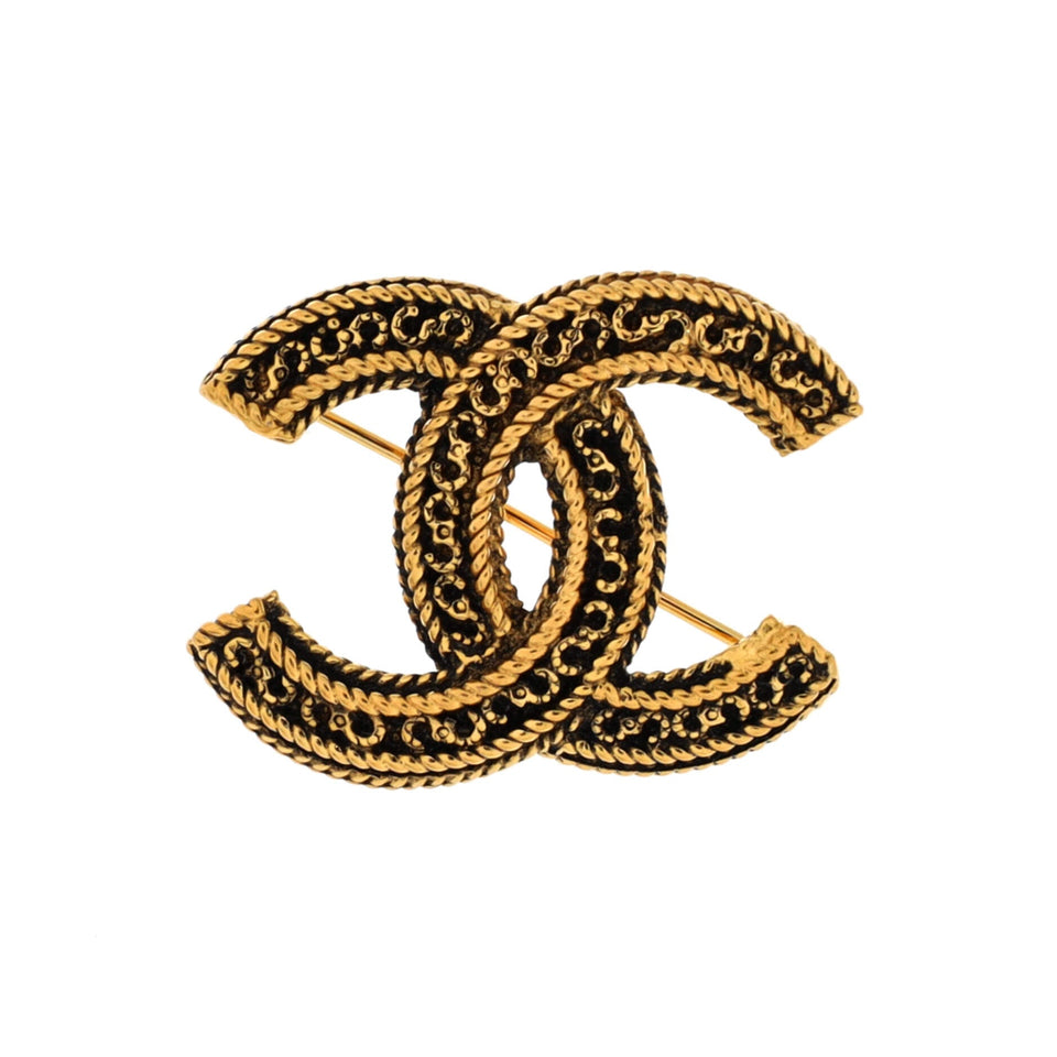 Vintage CC Brooch Textured Metal