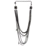 CC Multistrand Loop Chain Necklace Metal and Enamel with Crystals