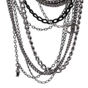 CC Multistrand Loop Chain Necklace Metal and Enamel with Crystals