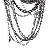 CC Multistrand Loop Chain Necklace Metal and Enamel with Crystals