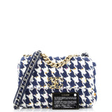 19 Flap Bag Quilted Houndstooth Tweed and Ribbon Medium