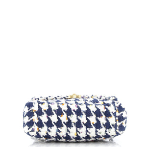 19 Flap Bag Quilted Houndstooth Tweed and Ribbon Medium
