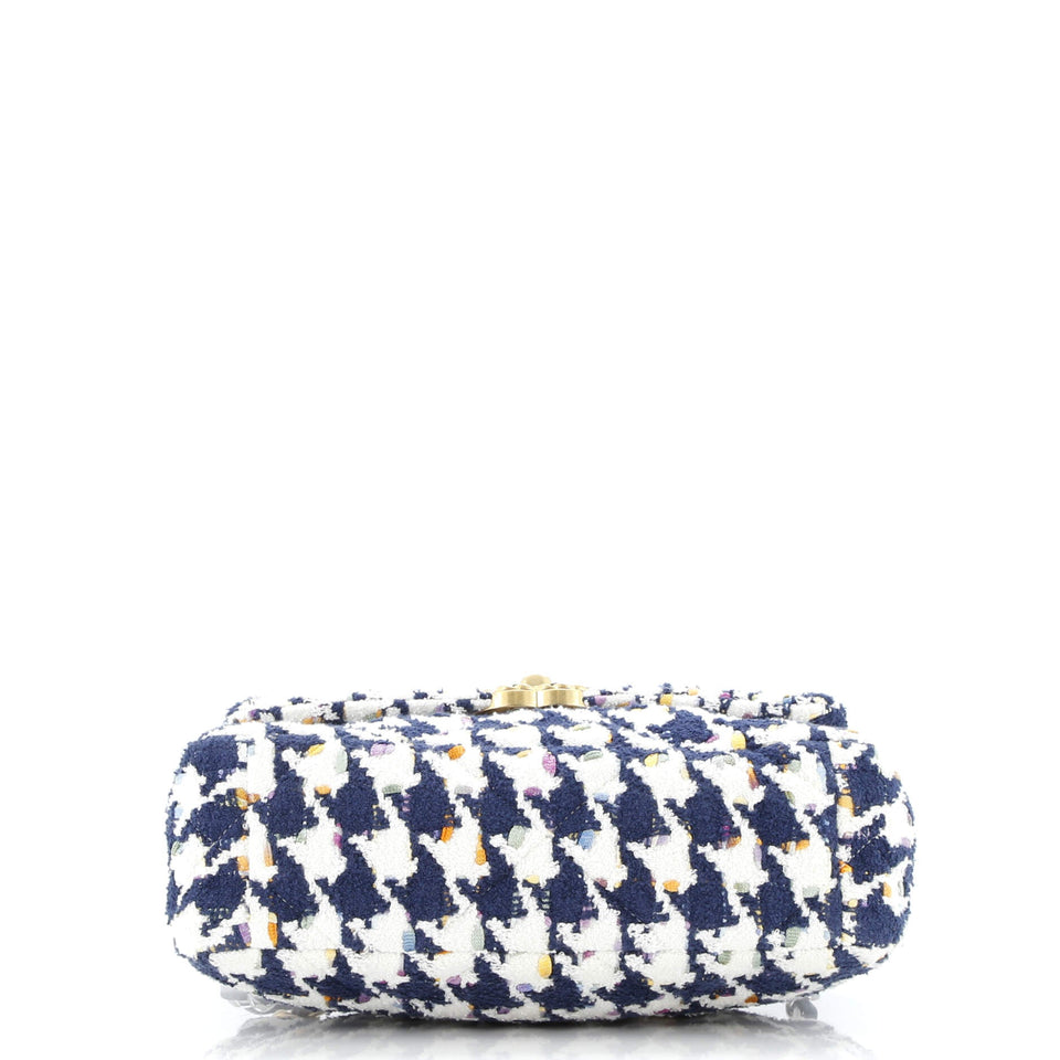 19 Flap Bag Quilted Houndstooth Tweed and Ribbon Medium