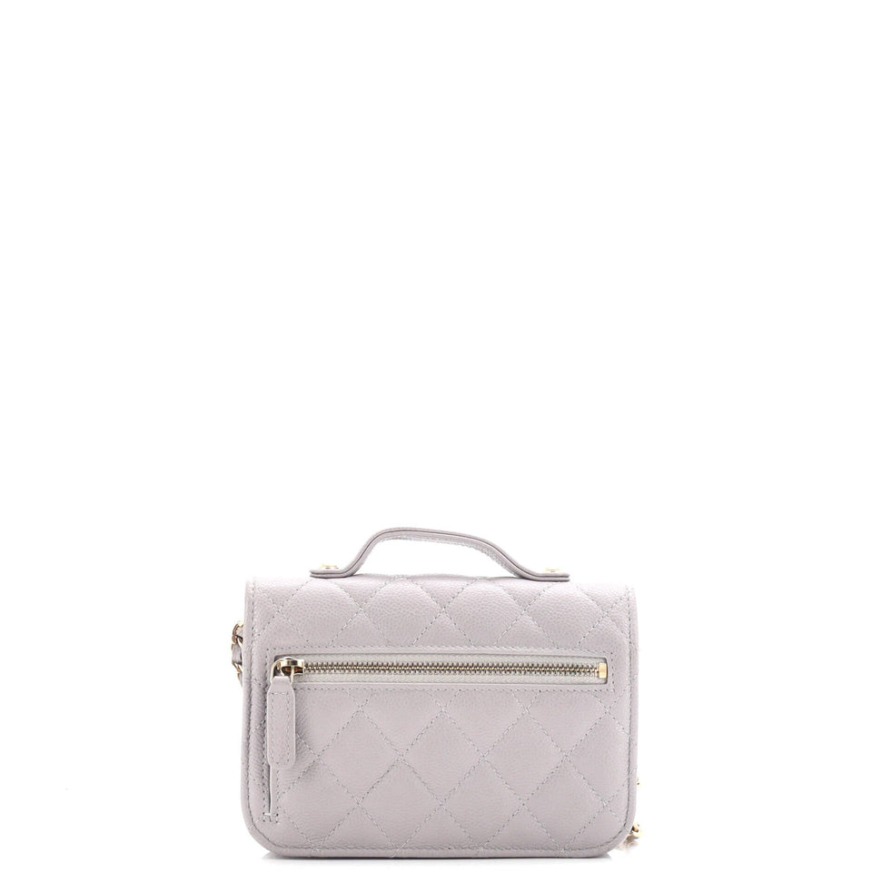 Business Affinity Flap Clutch with Chain Quilted Caviar