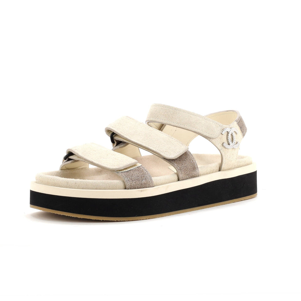 Women's Two Strap Velcro Dad Sandals Suede