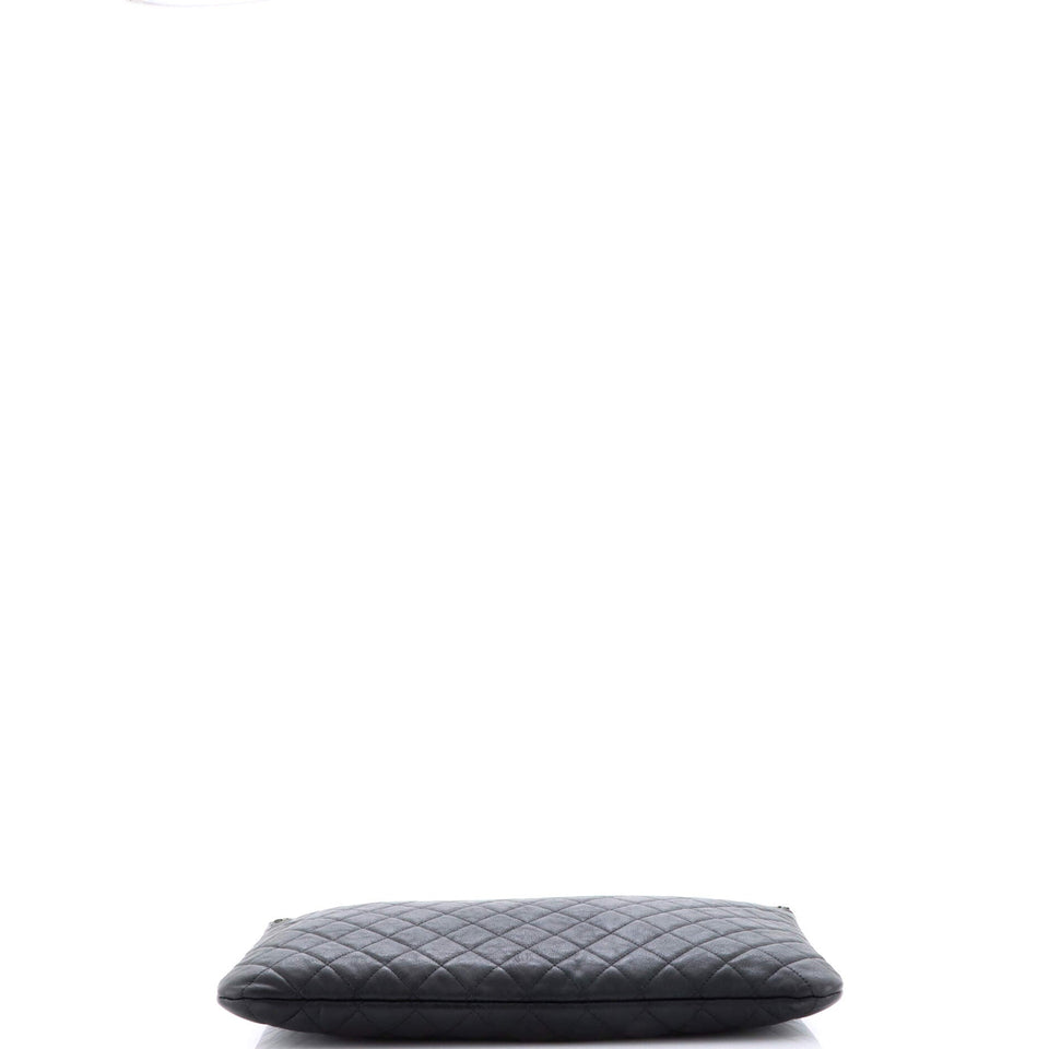 Boy O Case Clutch Quilted Lambskin with Chain Detail Large