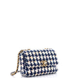 19 Flap Bag Quilted Houndstooth Tweed and Ribbon Medium