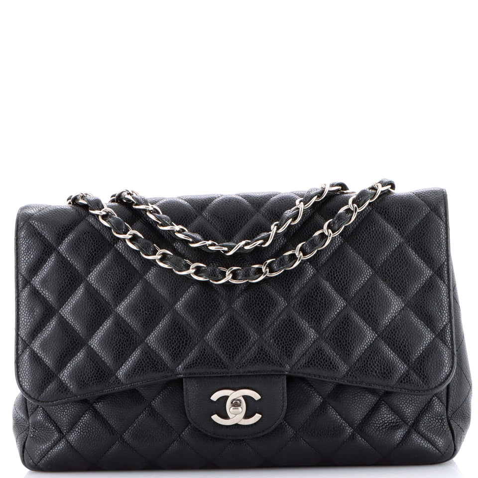 Classic Single Flap Bag Quilted Caviar Jumbo