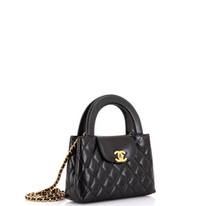 Kelly Top Handle Shopping Bag Quilted Shiny Aged Calfskin Mini