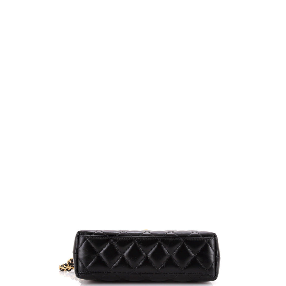 Kelly Top Handle Shopping Bag Quilted Shiny Aged Calfskin Mini