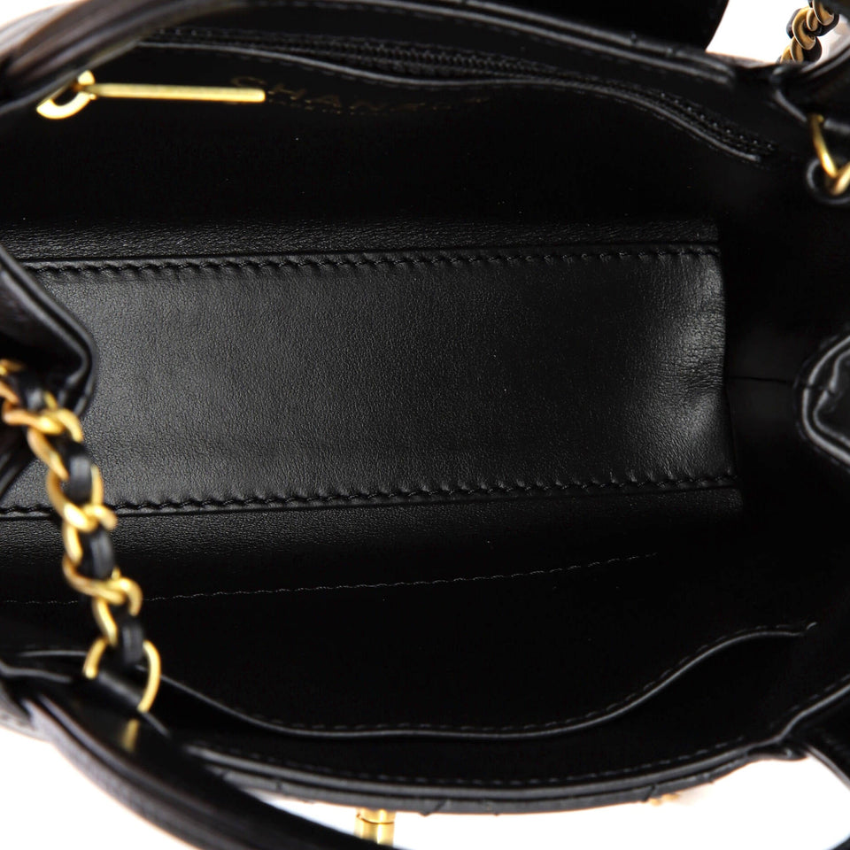Kelly Top Handle Shopping Bag Quilted Shiny Aged Calfskin Mini