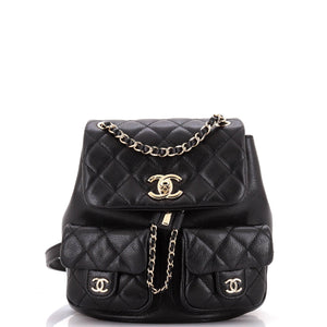 Duma Pockets Drawstring Backpack Quilted Caviar Small