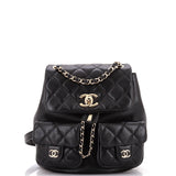 Duma Pockets Drawstring Backpack Quilted Caviar Small