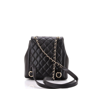 Duma Pockets Drawstring Backpack Quilted Caviar Small