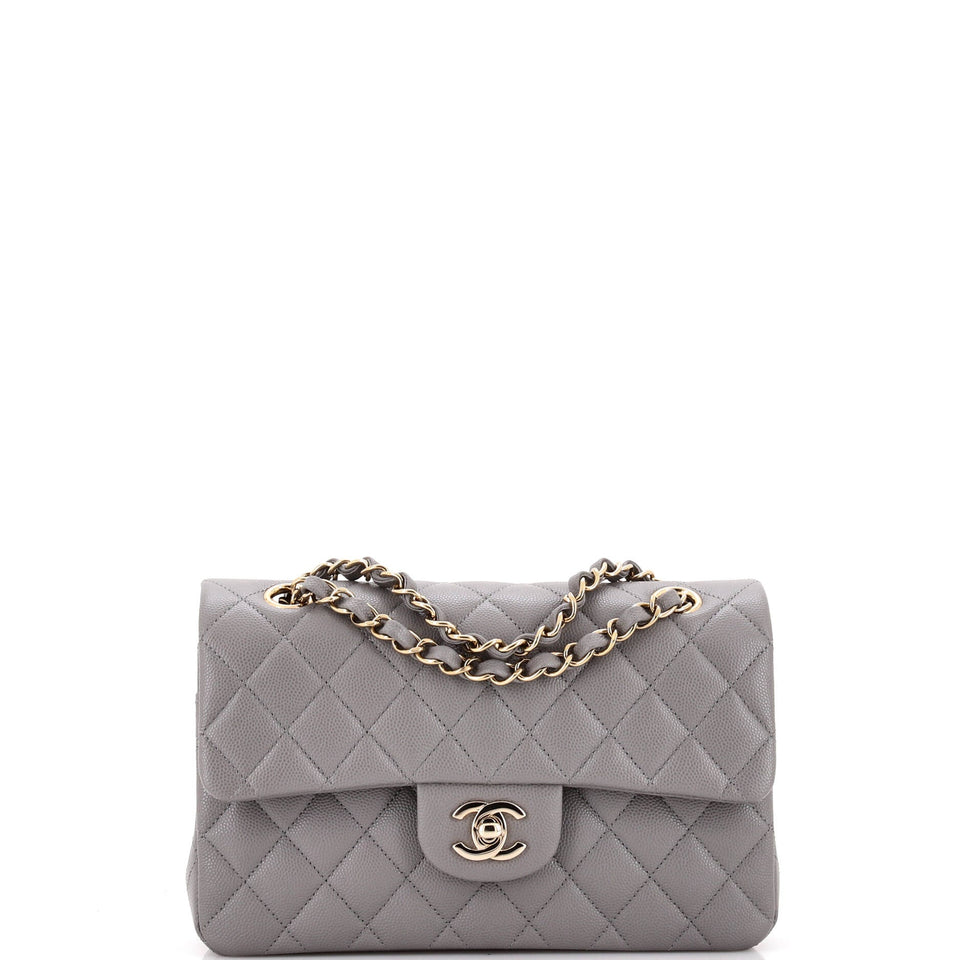 Classic Double Flap Bag Quilted Caviar Small