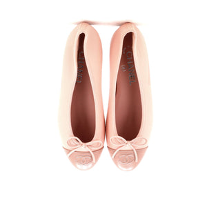 Women's CC Cap Toe Bow Ballerina Flats Leather