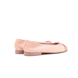 Women's CC Cap Toe Bow Ballerina Flats Leather