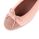 Women's CC Cap Toe Bow Ballerina Flats Leather