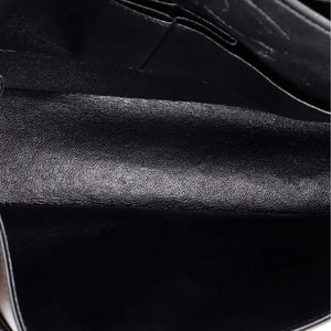 So Black Classic Double Flap Bag Chevron Crinkled Patent Medium