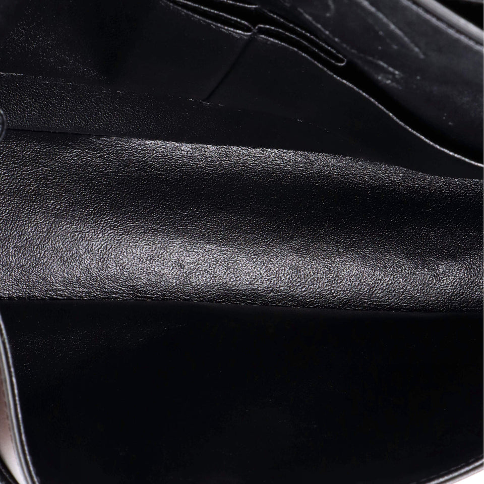 So Black Classic Double Flap Bag Chevron Crinkled Patent Medium