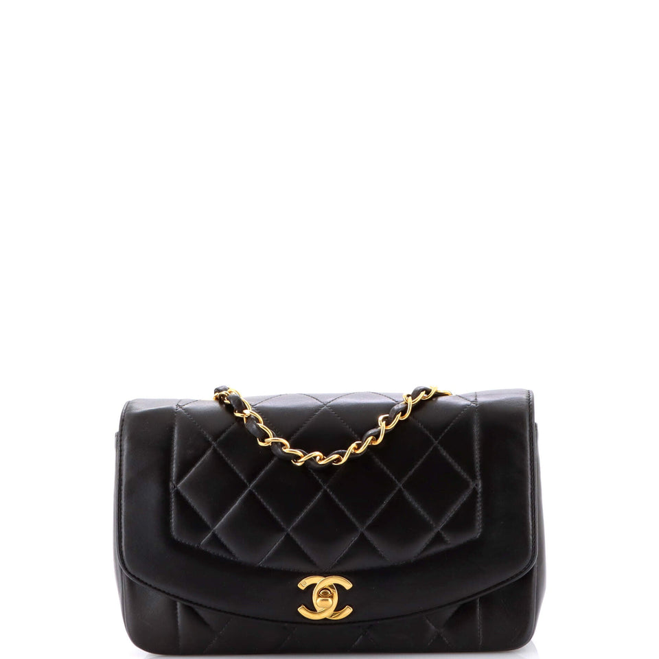 Vintage Diana Flap Bag Quilted Lambskin Small