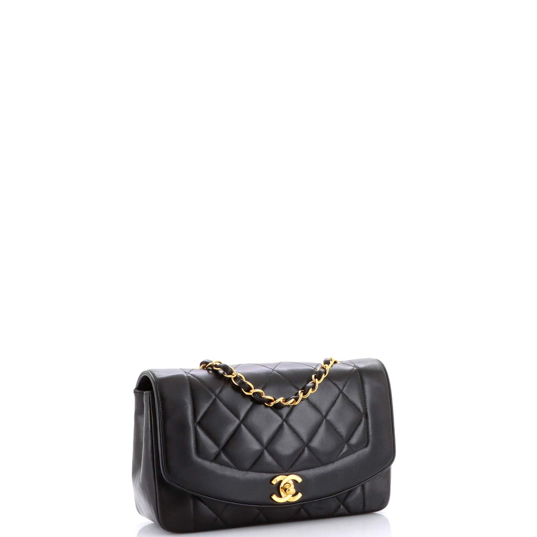Vintage Diana Flap Bag Quilted Lambskin Small