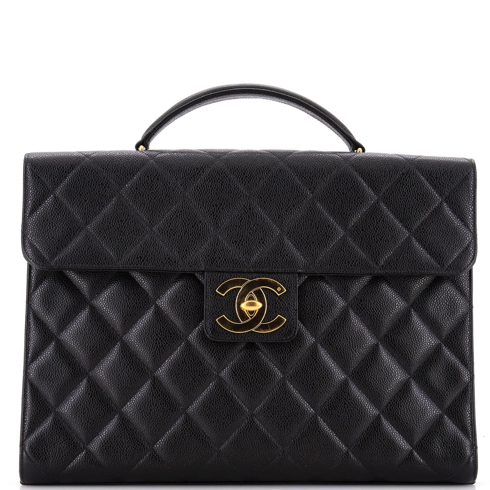 Vintage CC Briefcase Quilted Caviar Large