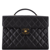 Vintage CC Briefcase Quilted Caviar Large