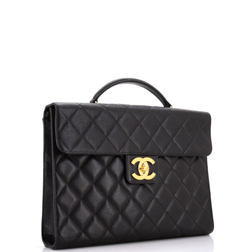 Vintage CC Briefcase Quilted Caviar Large