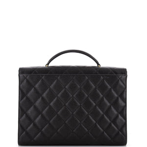 Vintage CC Briefcase Quilted Caviar Large