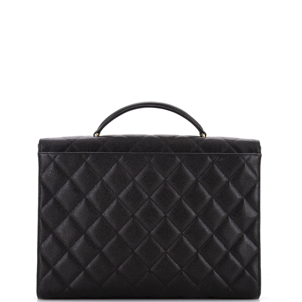Vintage CC Briefcase Quilted Caviar Large