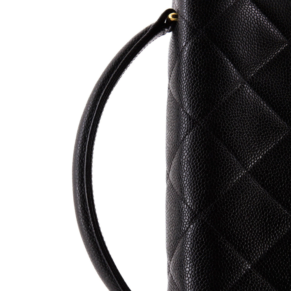 Vintage CC Briefcase Quilted Caviar Large